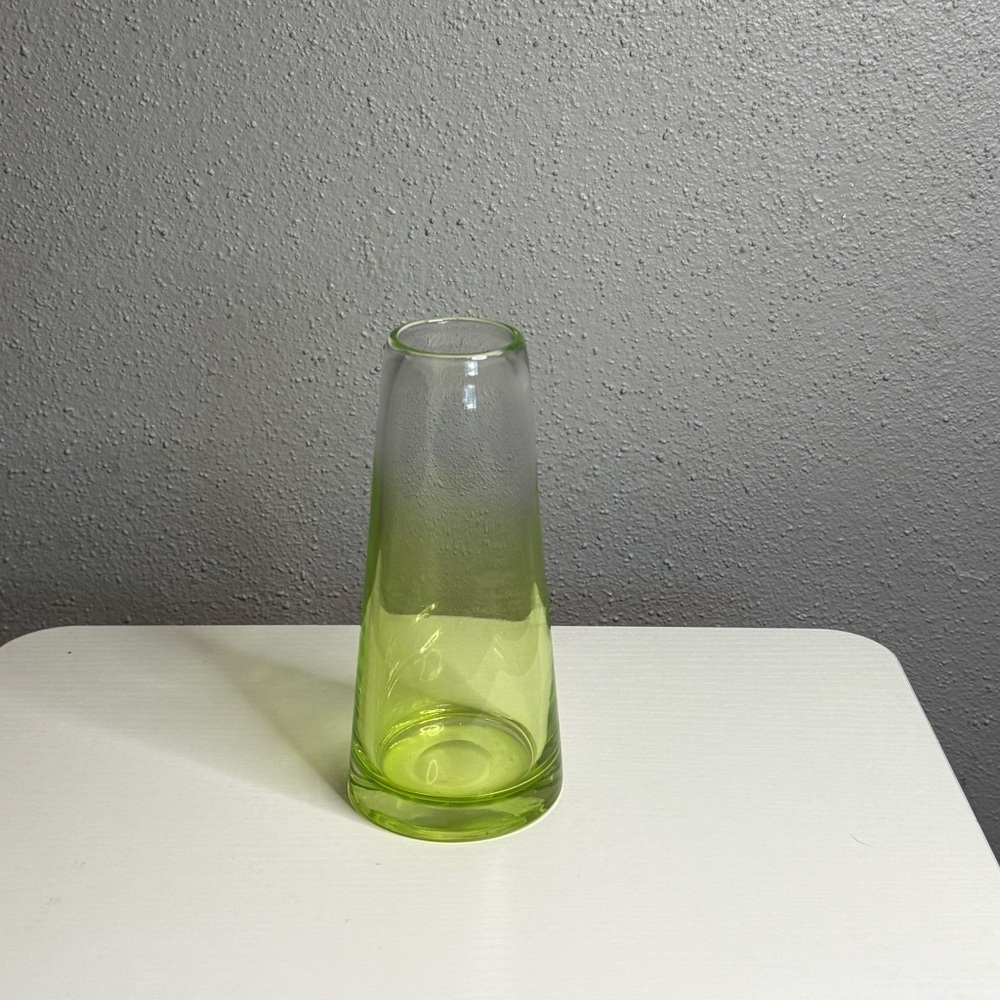 Pottery Barn Clear Glass Green Mini Vase